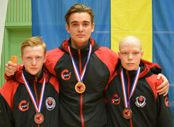 Danne, Ludde och Elliot, med silver, guld och silver